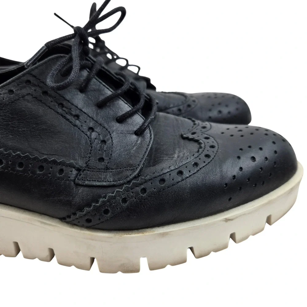 CARVELA Kurt Geiger‎ Black Leather Wingtip Platform Brogues Size 38